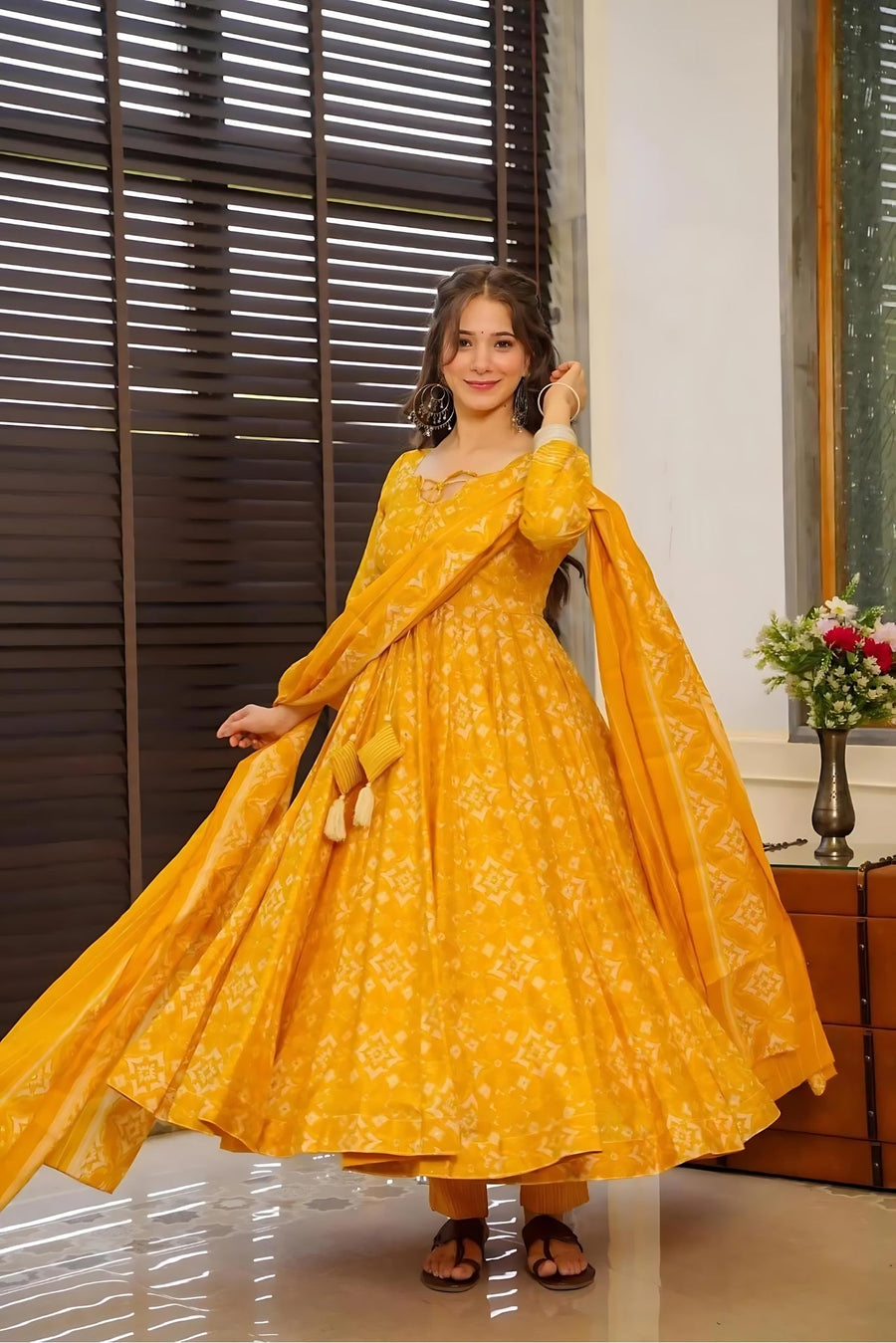 Kudbi's Minaxi Anarkali Suit With Duppata Set.