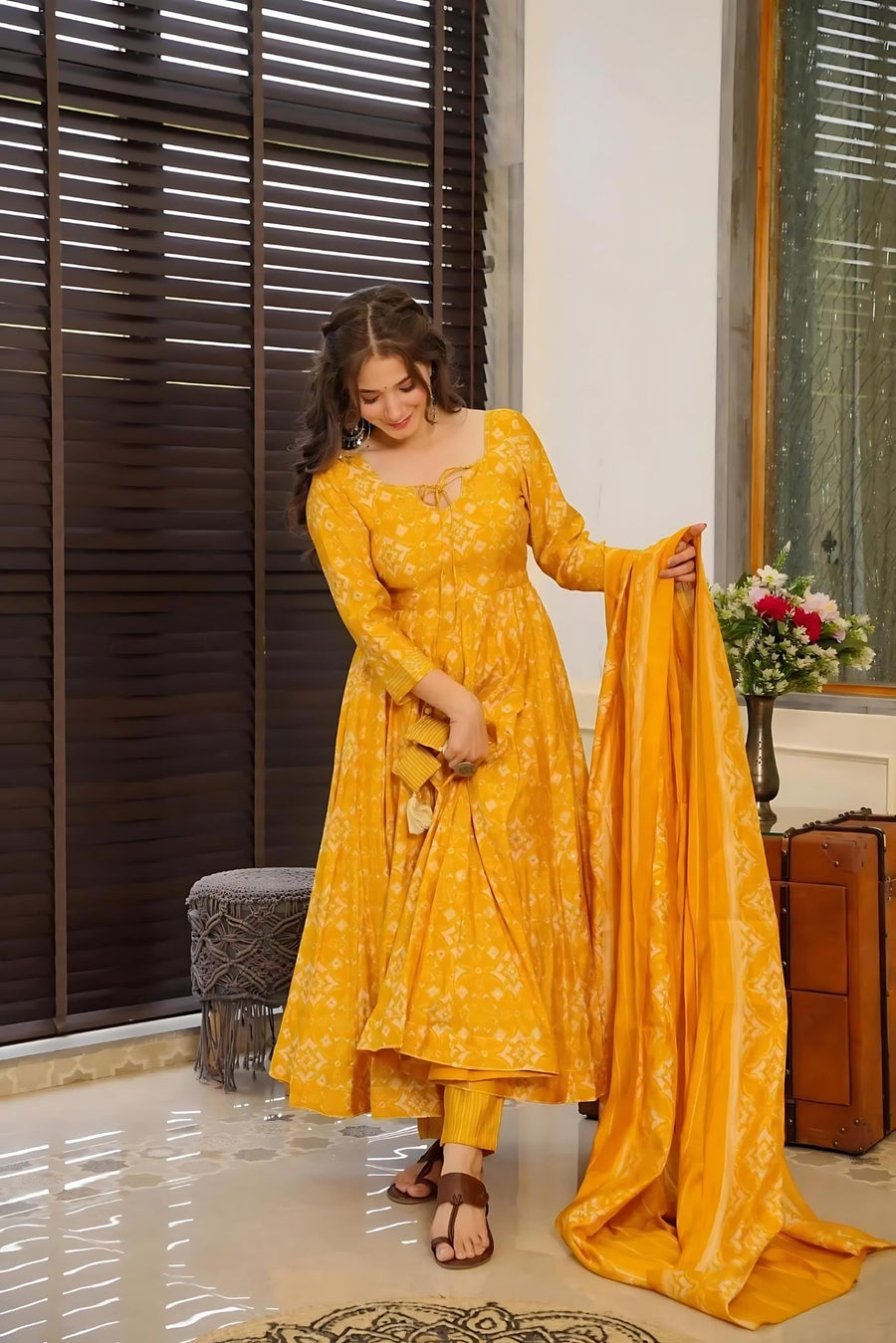 Kudbi's Minaxi Anarkali Suit With Duppata Set.