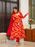 KUDBI'S LEVIO ORENGE AND RED PINK ANARKALI SUIT SET