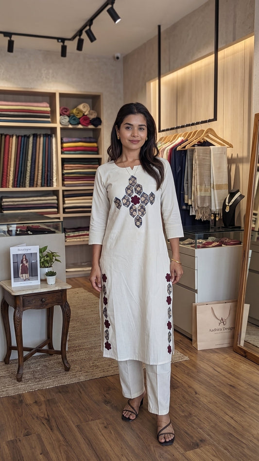 Hexa Pure Khadi Cotton Patchwork kurta set