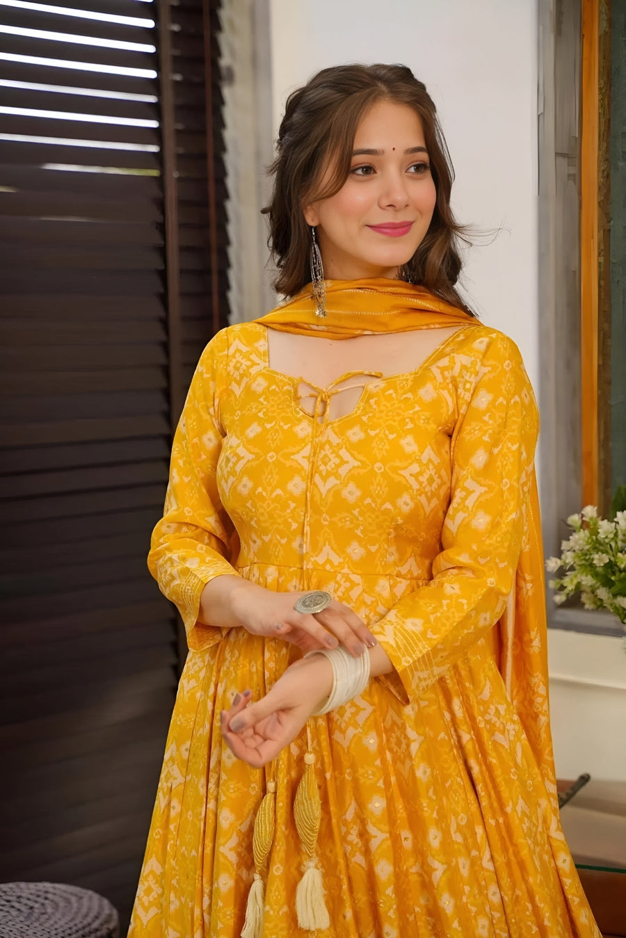 Kudbi's Minaxi Anarkali Suit With Duppata Set.