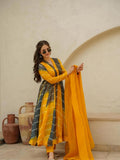 KUDBI'S ROZI ORGENZA MULTI COLOUR ANARKALI SUIT SET