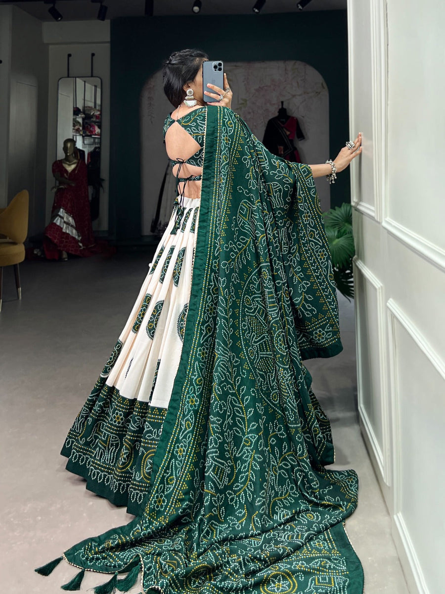 Jimmy Artistry Silk Tussar Lehenga Choli with Bandhej Print