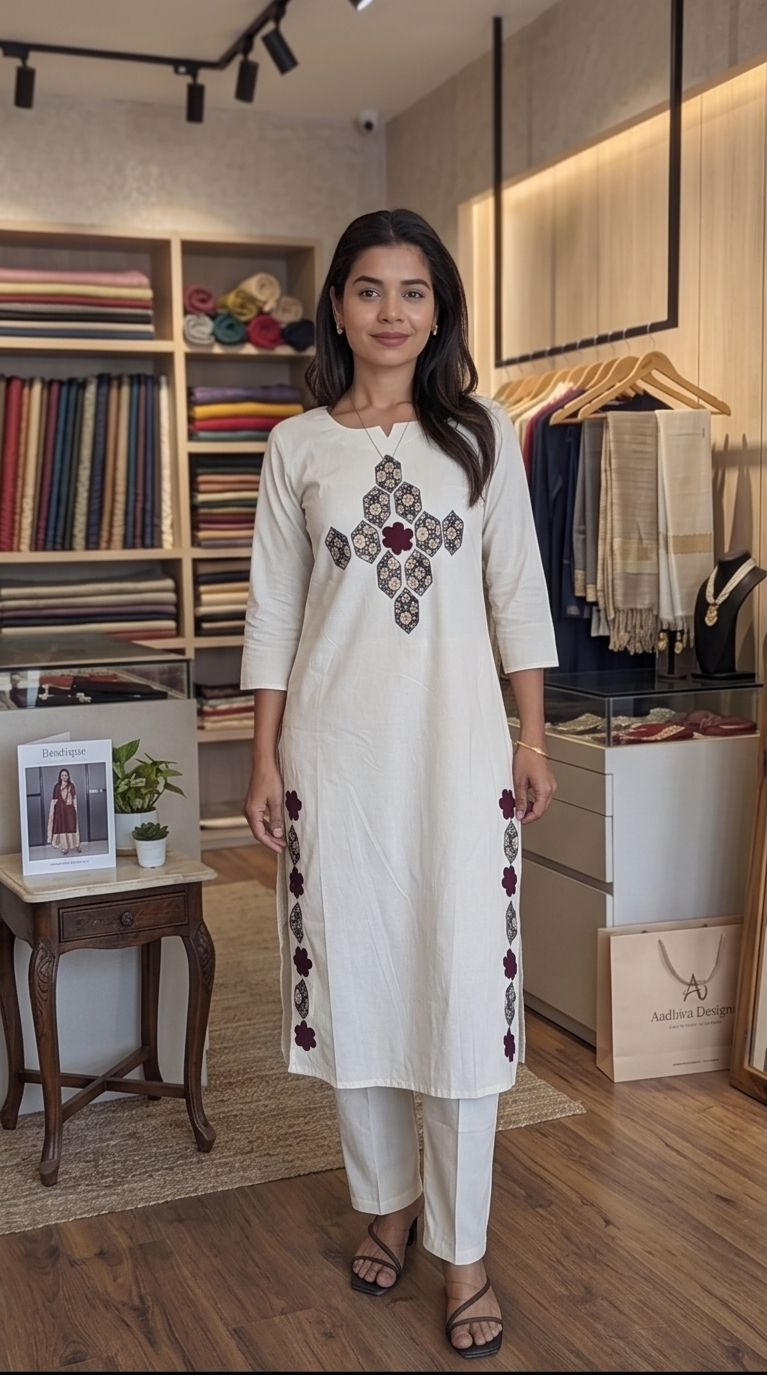 Hexa Pure Khadi Cotton Patchwork kurta set