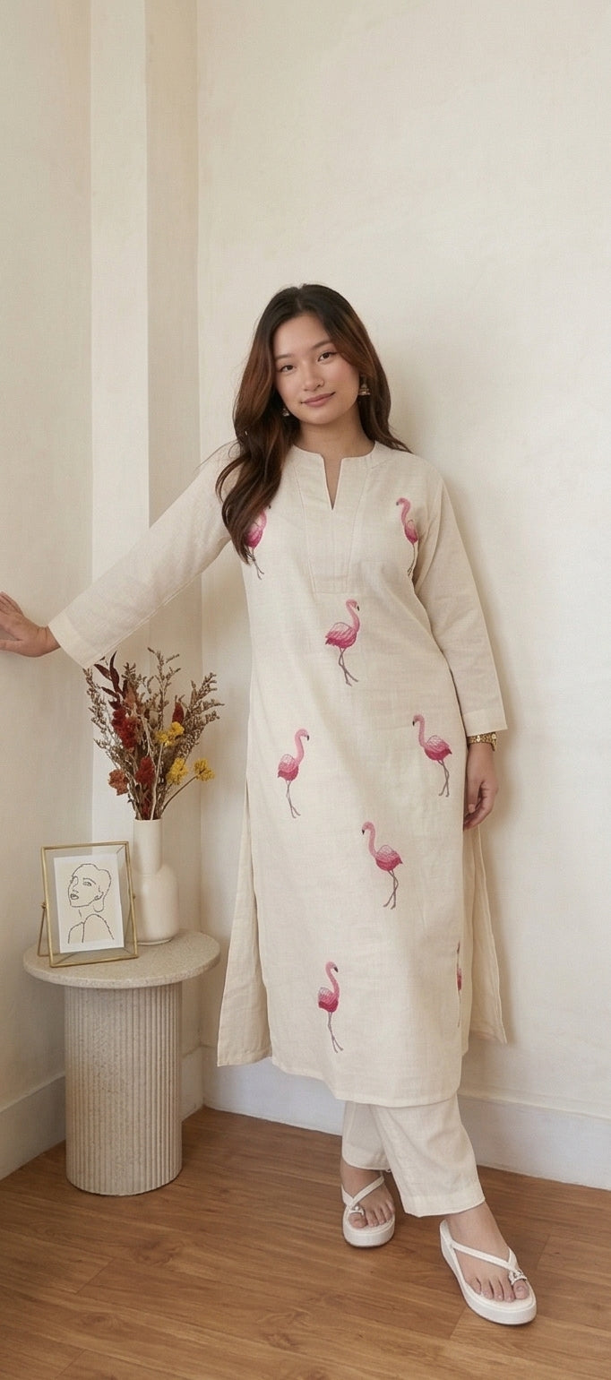 Flamingo Pure Khadi cotton coords set