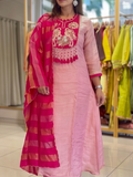 Pink Lotus Heavy Handwork Anarkali Suit Set with Dupatta