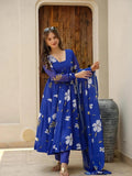 Kudbi's Flower Anarkali Suit With Dupatta Set.