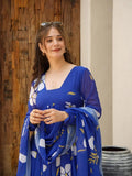 Kudbi's Flower Anarkali Suit With Dupatta Set.