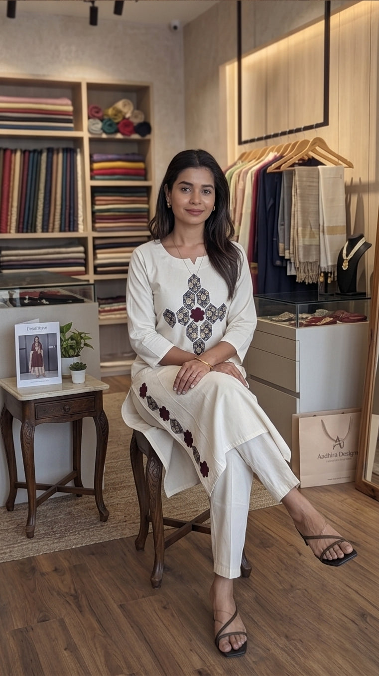Hexa Pure Khadi Cotton Patchwork kurta set