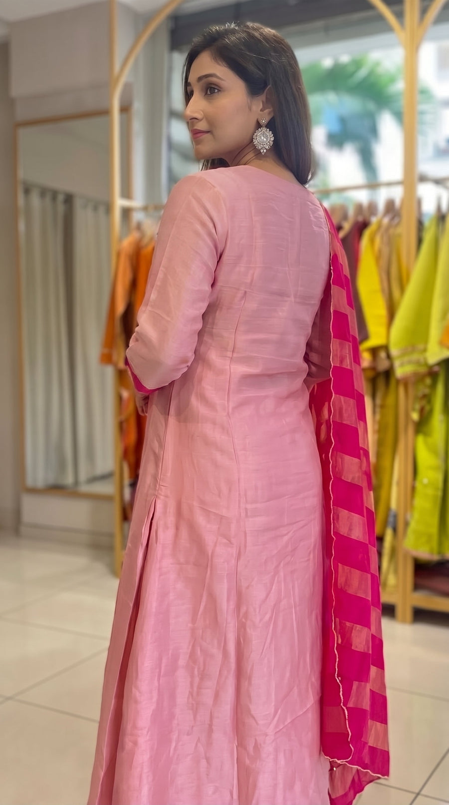 Pink Lotus Heavy Handwork Anarkali Suit Set with Dupatta