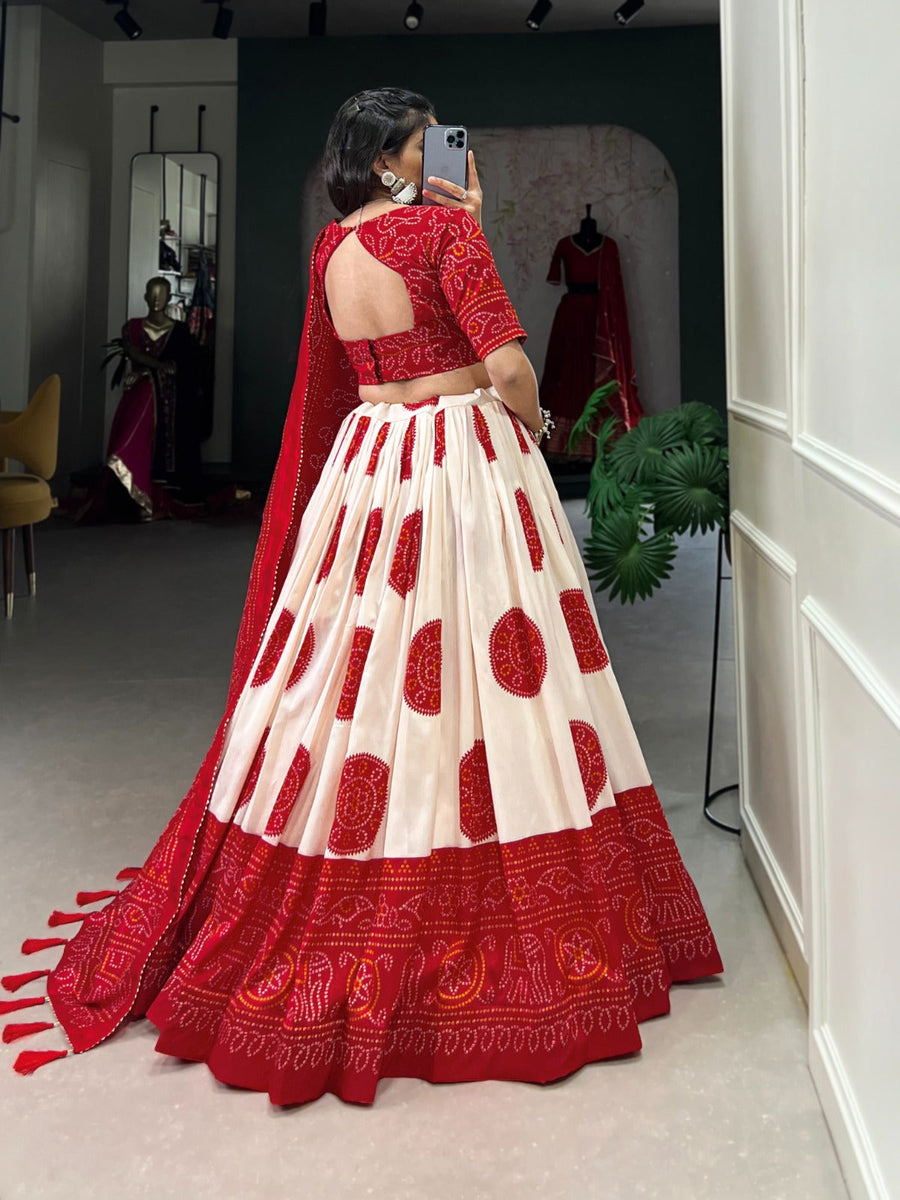 Jimmy Artistry Silk Tussar Lehenga Choli with Bandhej Print