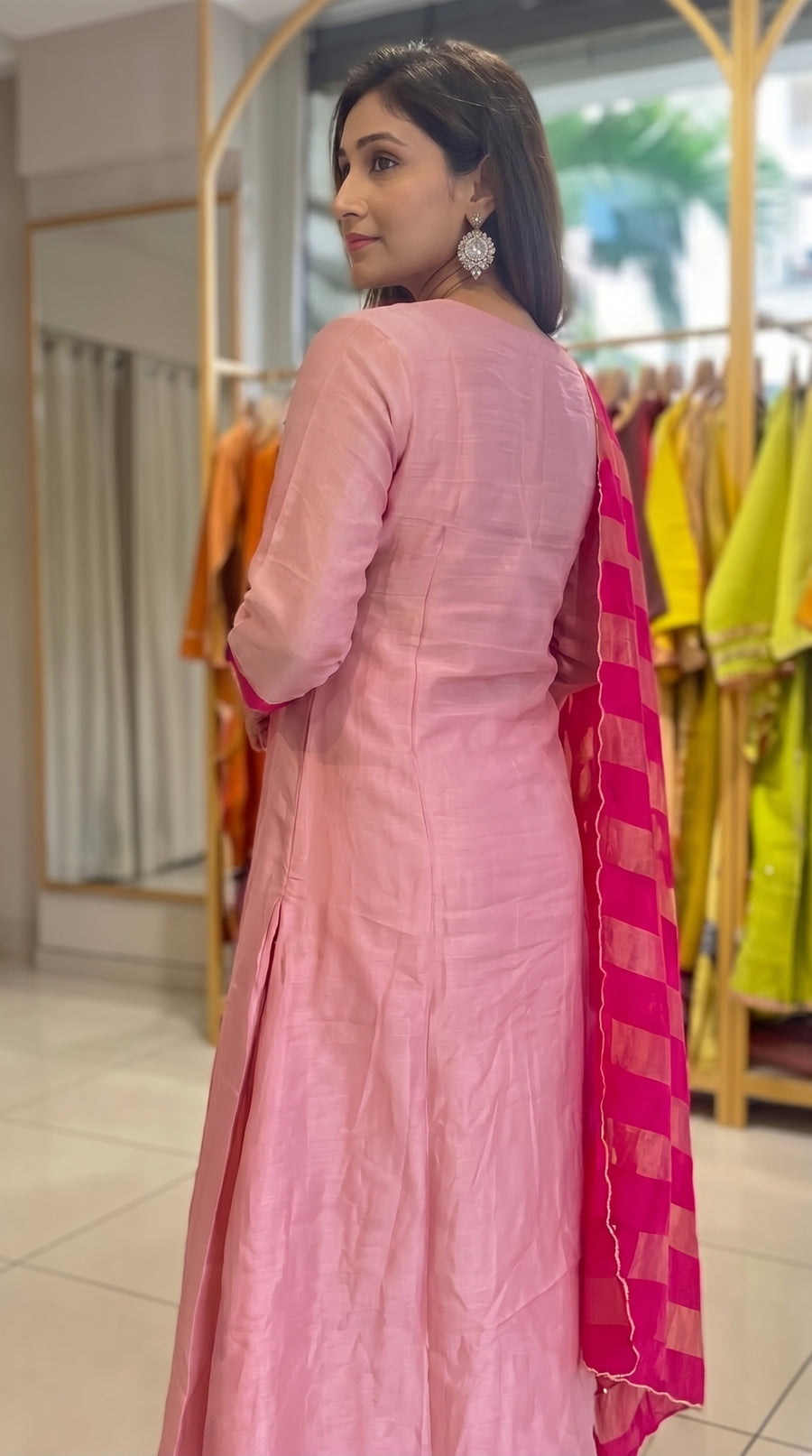 Pink Lotus Heavy Handwork Anarkali Suit Set with Dupatta