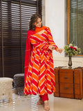 KUDBI'S LEVIO ORENGE AND RED PINK ANARKALI SUIT SET