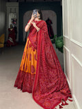 Jimmy Artistry Silk Tussar Lehenga Choli with Bandhej Print
