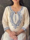 Wati Fancy Aari Embroidery Kora Cotton Grey Suit