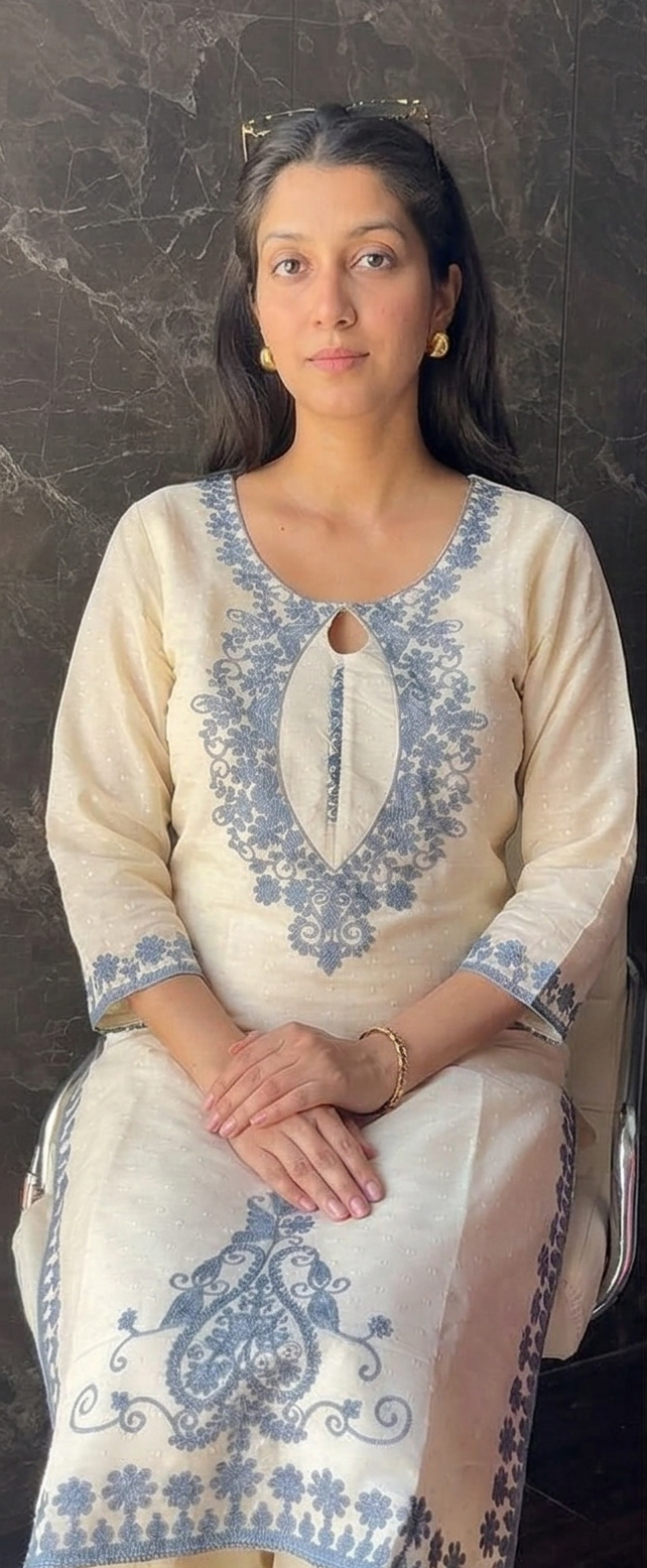 Wati Fancy Aari Embroidery Kora Cotton Grey Suit