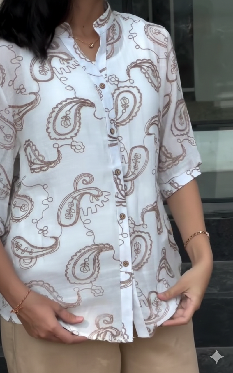 Kudbi's Gen'z Women Style Pure Cotton Embroidery Shirt