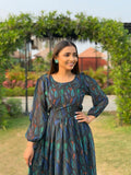 Kudbi Belisha Black Floral Stylish Print Gown For Women.