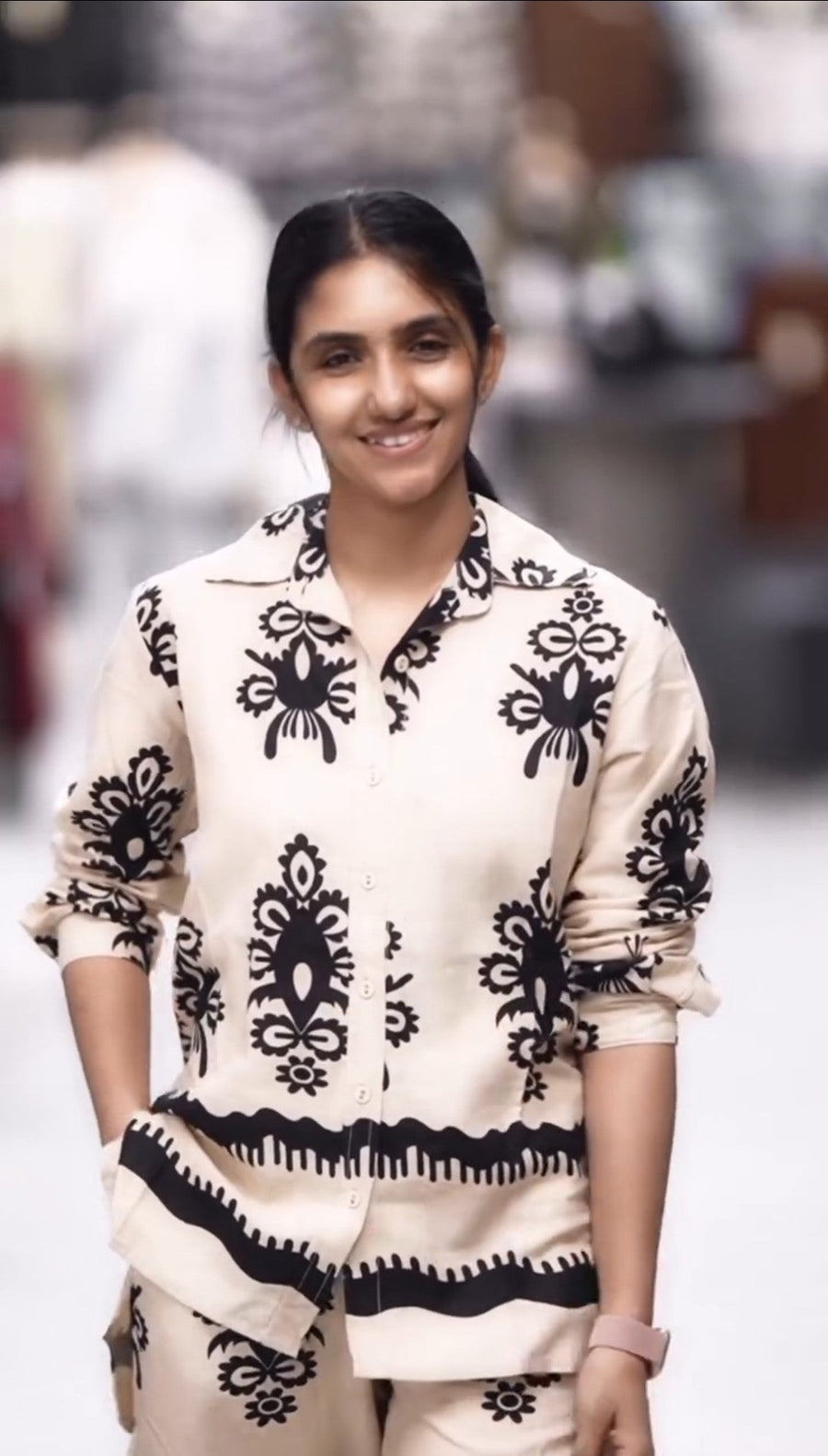 Tribal Wave Shirt Style Cotton Co-ords Set