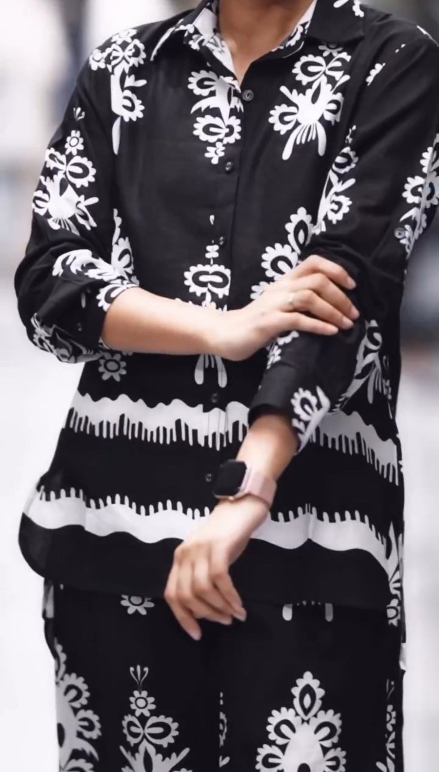 Tribal Wave Shirt Style Cotton Co-ords Set