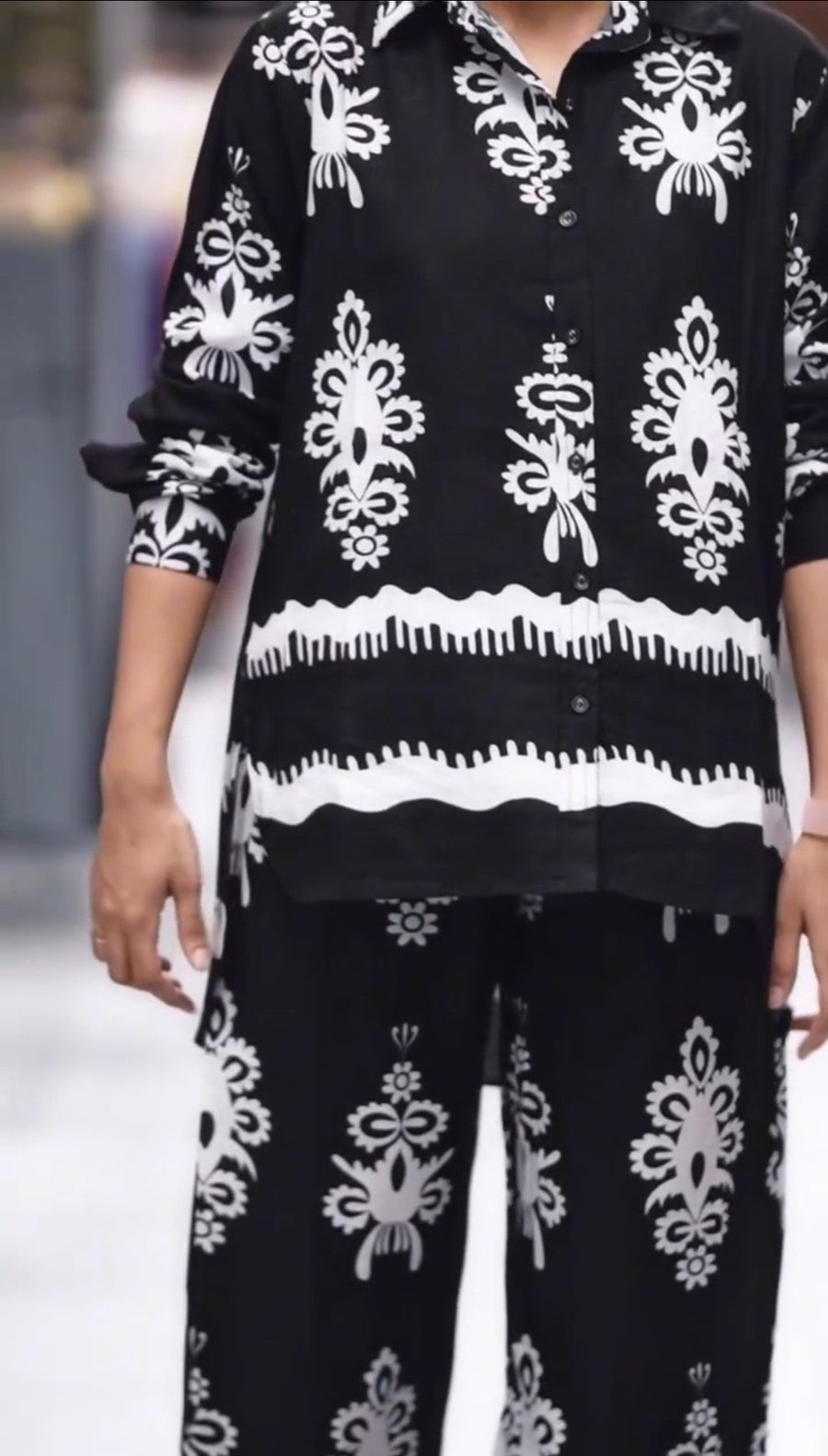 Tribal Wave Shirt Style Cotton Co-ords Set