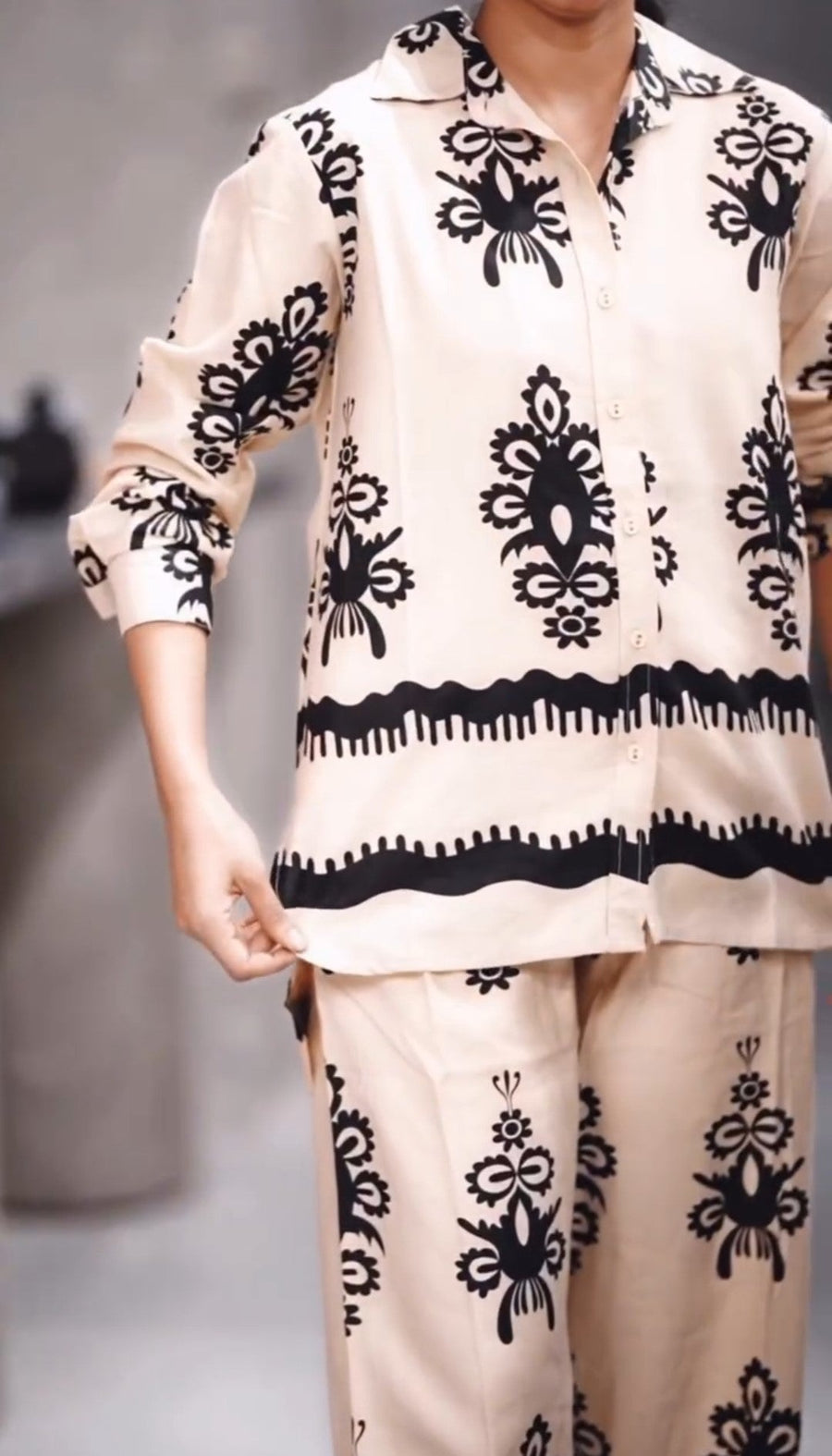 Tribal Wave Shirt Style Cotton Co-ords Set