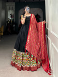 Kudbi's Style Black Patola Gown with dupatta.