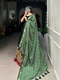 Kudbi's Style Black Patola Gown with dupatta.
