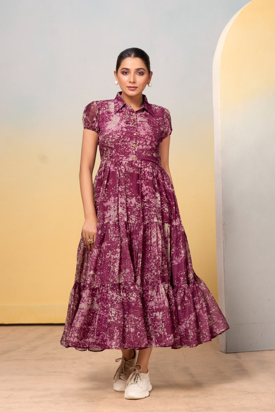 Saajida Trendy Style Collared Frock.