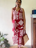Indigo Motif Print A-Line Kurta Set for Women
