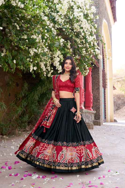 Designer Traditional Patola Print Lehenga Choli Set with Dupatta for Women