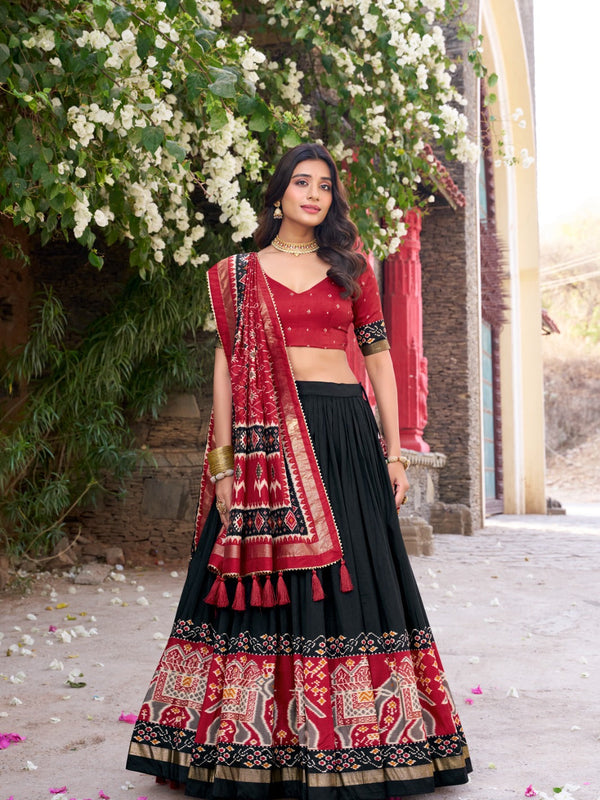 Designer Traditional Patola Print Lehenga Choli Set with Dupatta for Women