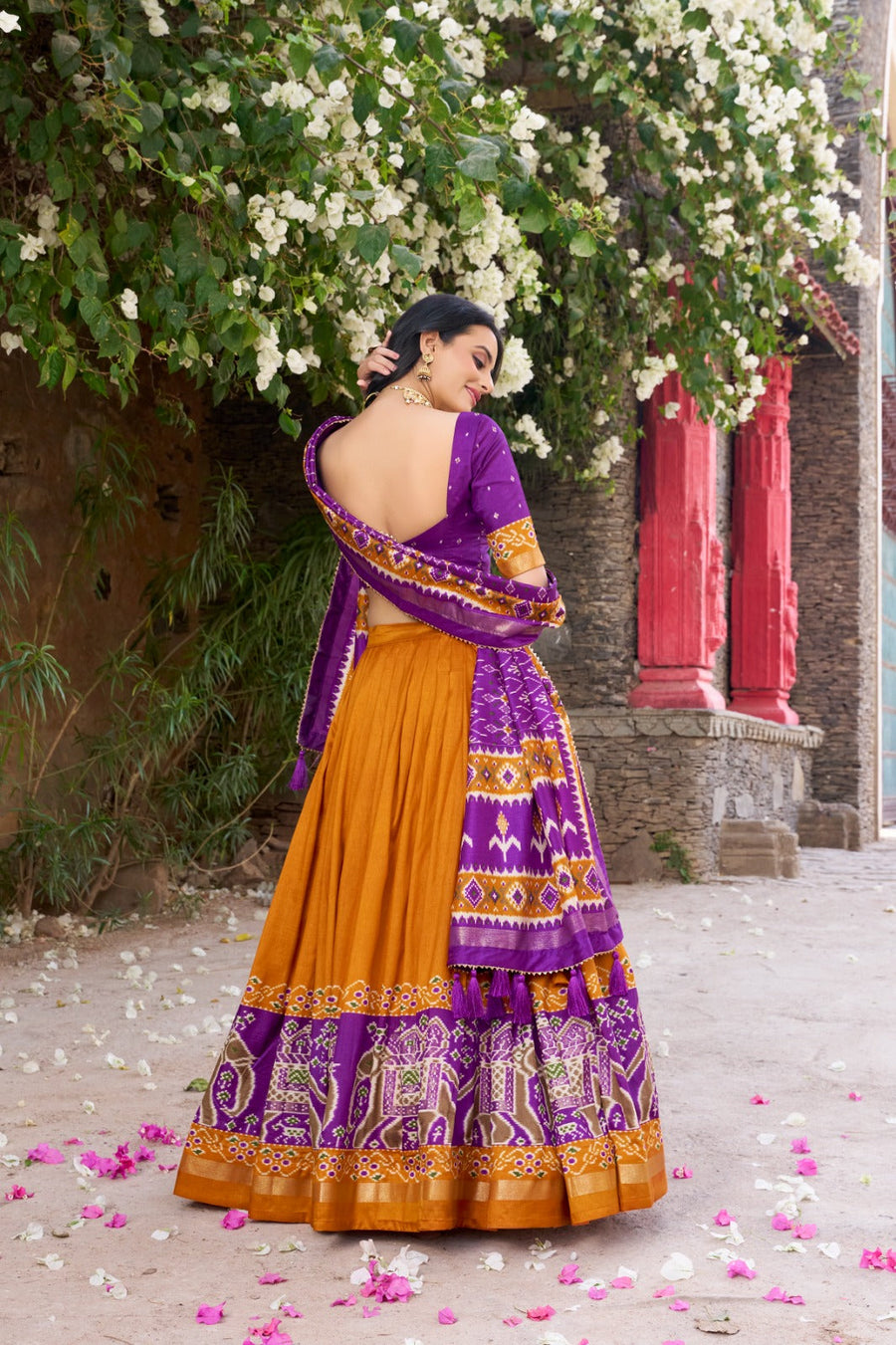 Kudbi Designer Traditional Patola Print Lehenga Choli Set with Dupatta for Women