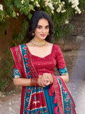 Kudbi Designer Traditional Patola Print Lehenga Choli Set with Dupatta for Women