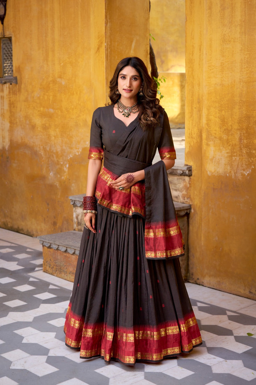 Kudbi Pure Chanderi Zari Weaving Lehenga Choli Set with Dupatta | Festive & Wedding Wear for Women