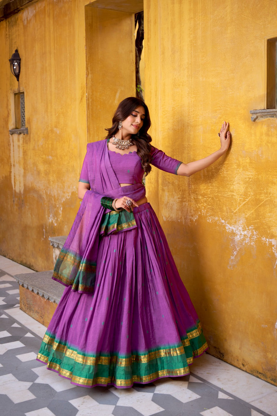 Kudbi Pure Chanderi Zari Weaving Lehenga Choli Set with Dupatta | Festive & Wedding Wear for Women
