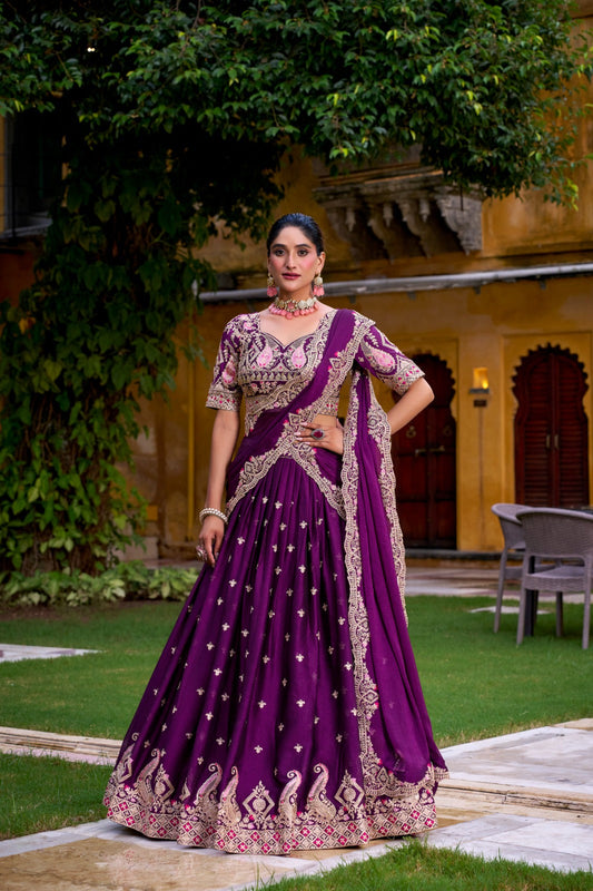 VRUSHEE Rangoli Crush Embroidered Lehenga Choli Set – Designer Festive Wear for Women