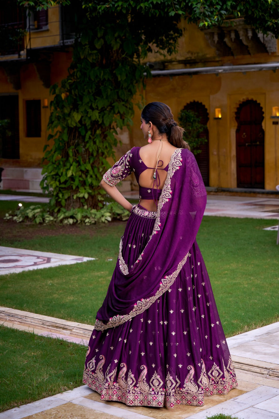 VRUSHEE Rangoli Crush Embroidered Lehenga Choli Set – Designer Festive Wear for Women