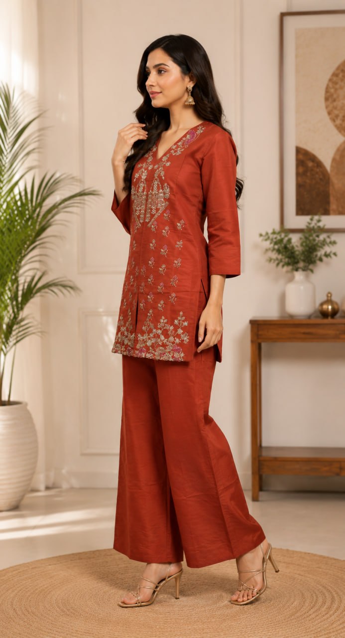 Elegant Floral Embroidered Kurta Set for Women