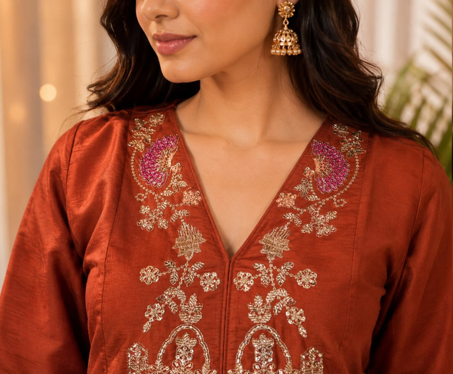 Elegant Floral Embroidered Kurta Set for Women