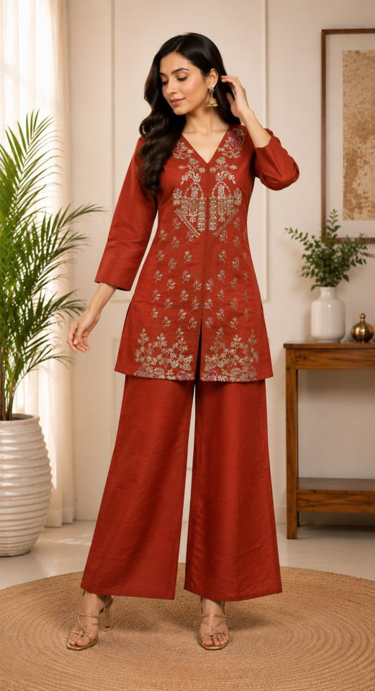 Elegant Floral Embroidered Kurta Set for Women