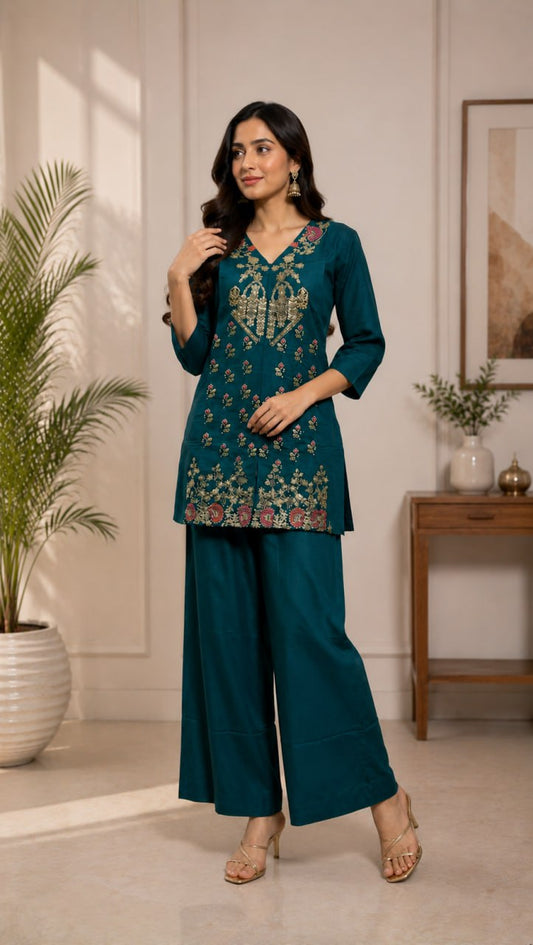 Elegant Floral Embroidered Kurta Set for Women