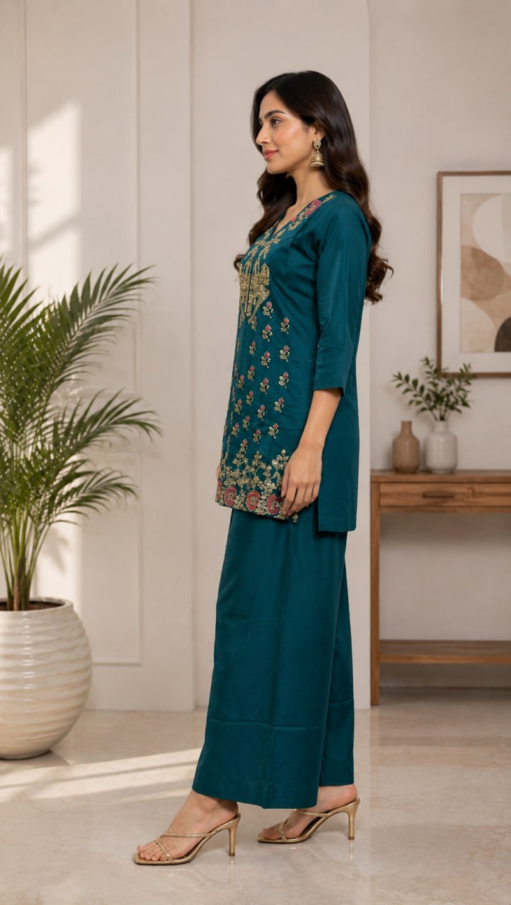 Elegant Floral Embroidered Kurta Set for Women