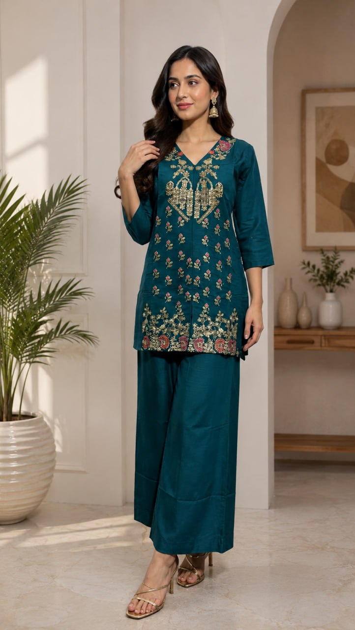Elegant Floral Embroidered Kurta Set for Women