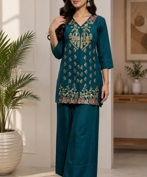 Elegant Floral Embroidered Kurta Set for Women