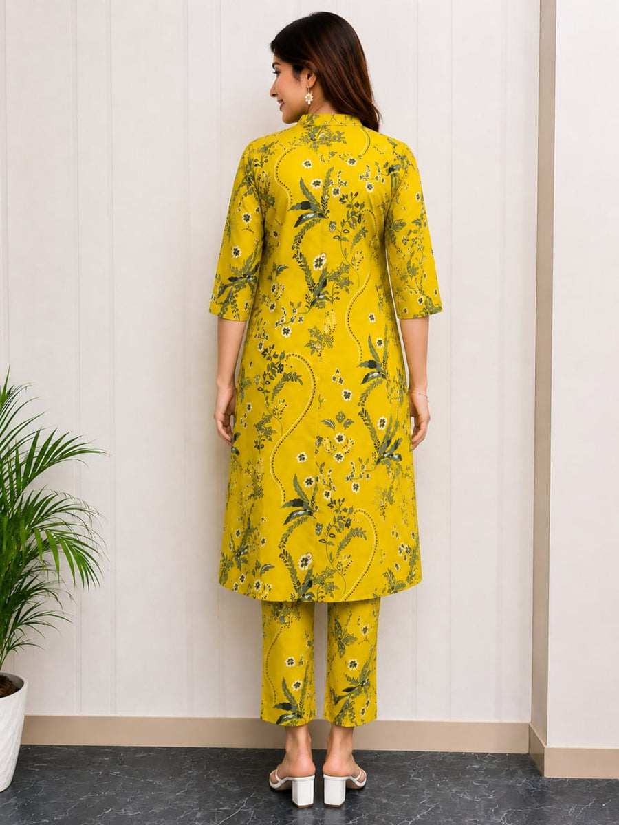 Elegant Mustard Yellow Ethnic Kurta with Pant Set