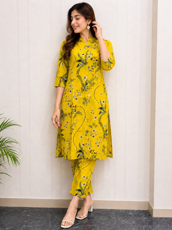 Elegant Mustard Yellow Ethnic Kurta with Pant Set