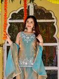 Azure Grace Embroidered Kurta Set with Dupatta