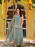 Azure Grace Embroidered Kurta Set with Dupatta