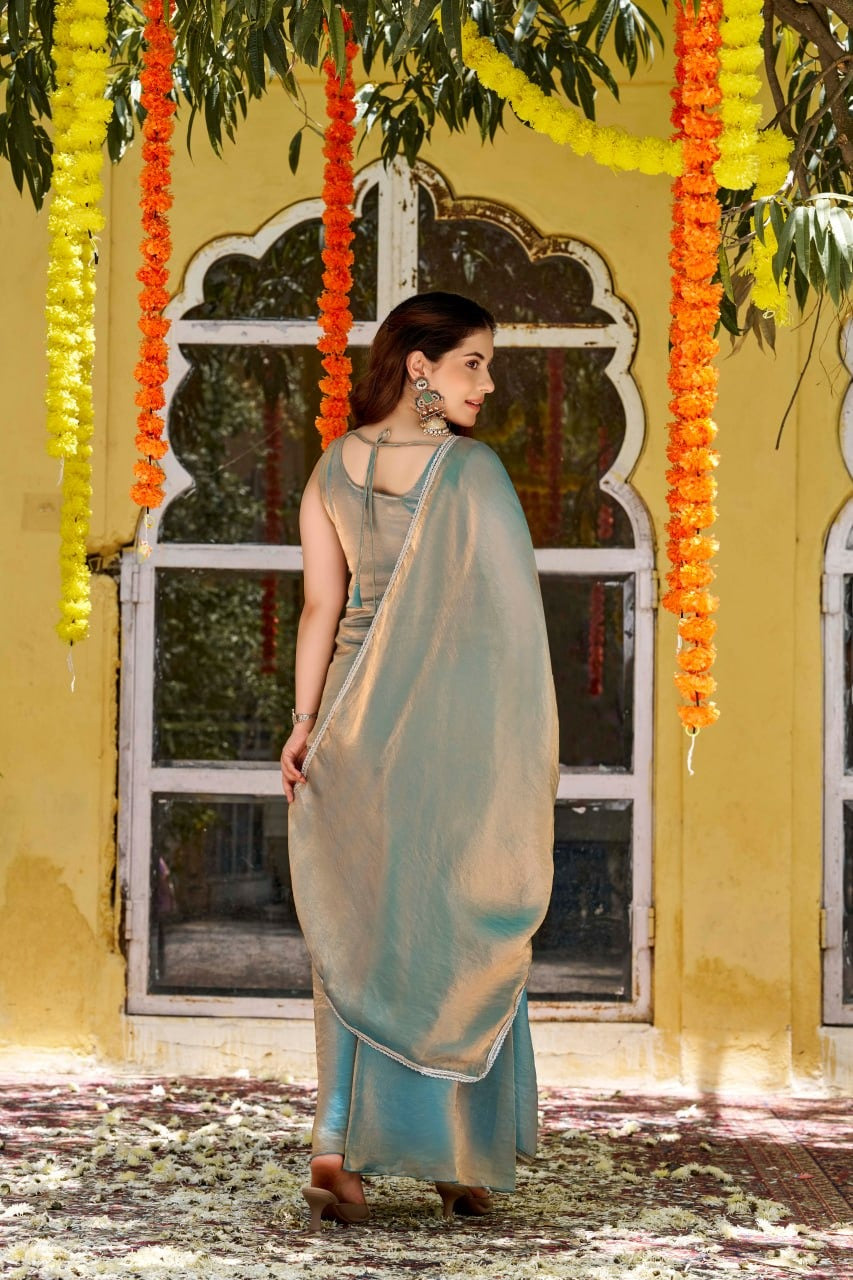 Azure Grace Embroidered Kurta Set with Dupatta